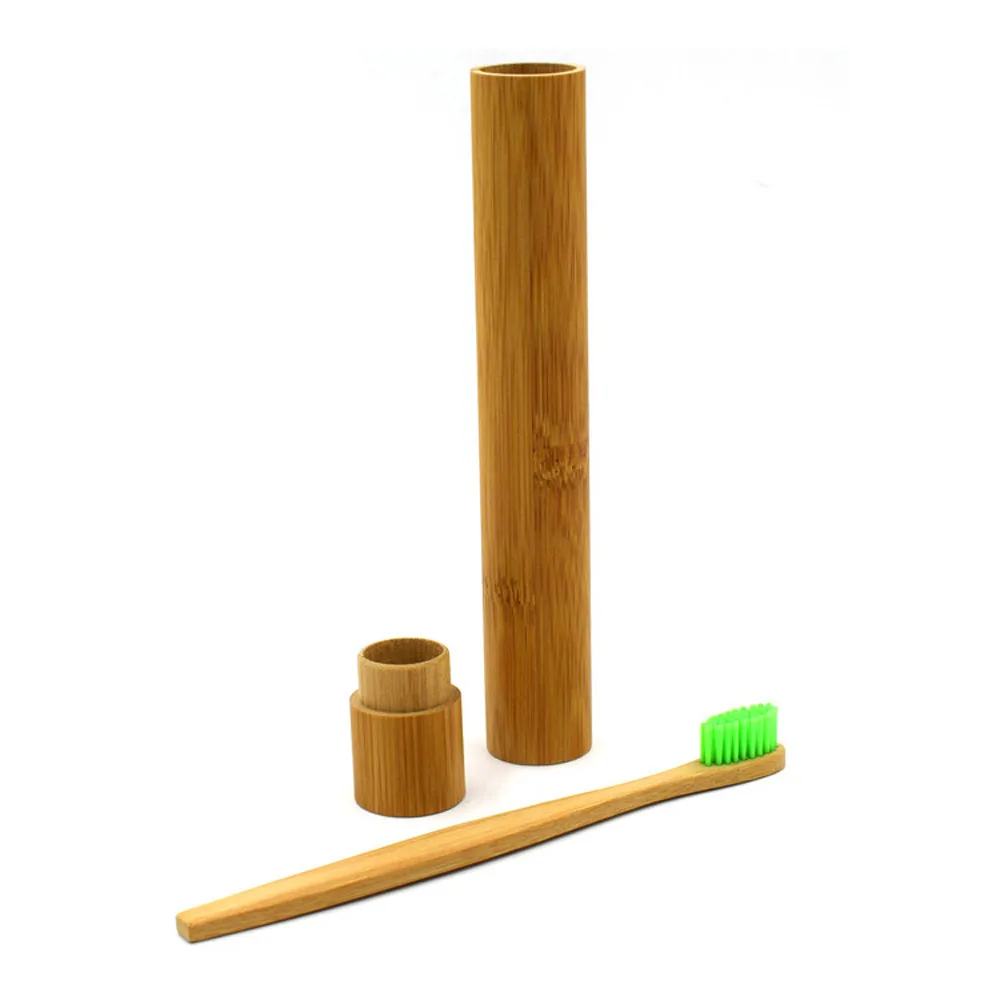 Многоразовая бамбуковая трубка для зубной щетки портативная зубная щетка для путешествий Чехол экологичный натуральный материал коробка для хранения 22 см# RN
