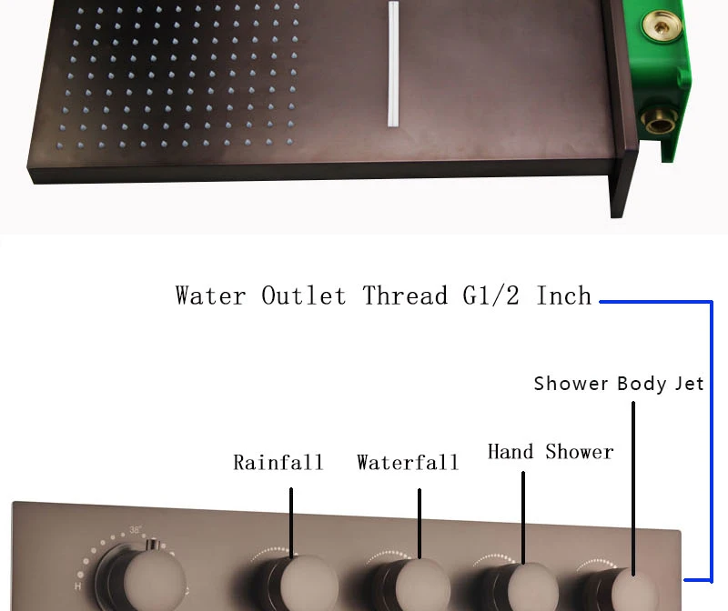 ORB осадков Насадки для душа масло втирают Бронзовый Смеситель для душа с термостатом комплекты Душ спрей массаж струями спа водопад дождя