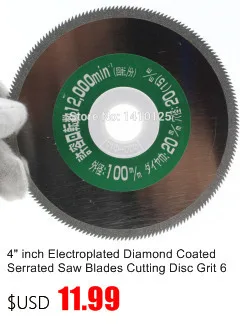 100 мм " дюймов с алмазным покрытием титана шлифовальный диск колеса выпуклые для угловая шлифовальная машина отверстия 16 мм 5/" для стекла камень