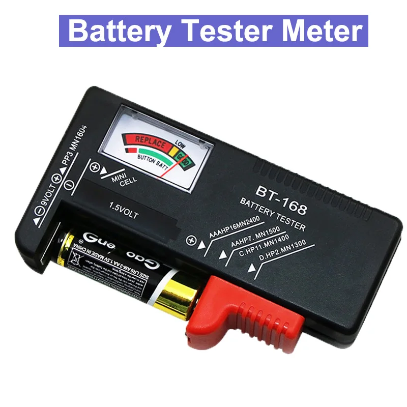 

BT168 Digital Battery Tester Volt Checker for AA AAA 9V Button Multiple Size Battery Tester Voltage Meter Tools