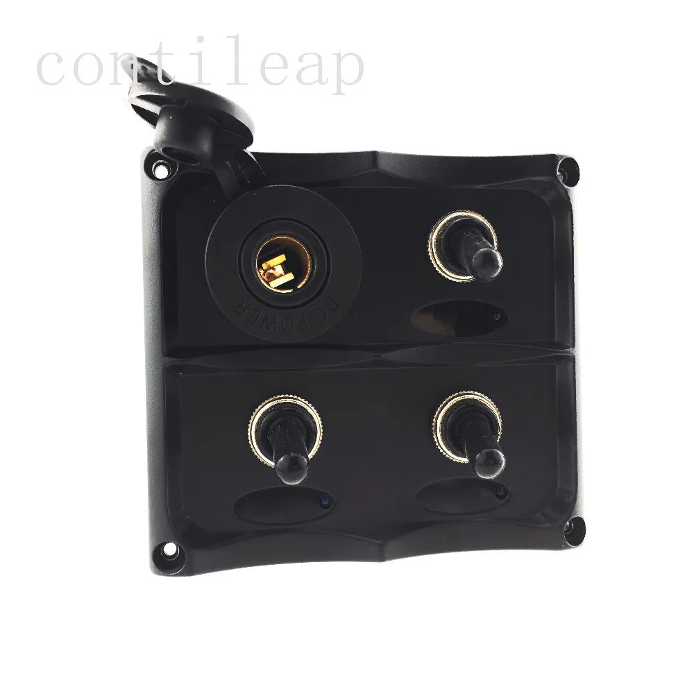 

S8003 ougui Marine Electric 3 Gang Led Toggle Switch Panel With European DIN socket 12-24V power socket for Boat truck and Rv