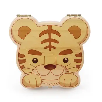 

Cute Naughty Tiger Wooden Personality Tooth House Baby Souvenir Deciduous Box Birthday Gift Christmas Babies Gift