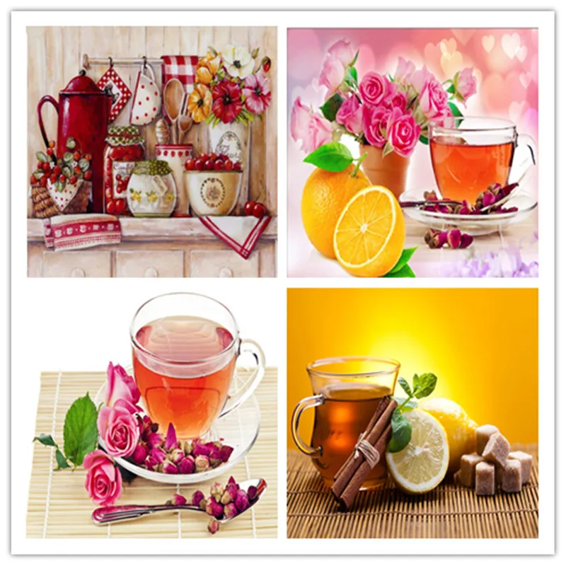 Новая Алмазная мозаика Diy вышивка цветок чашка с кофе 3d круглая паста полный