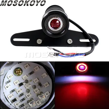 

Universal Retro LED Tail Light w/ Licens Plate Bracket Rear Brake Stop Lamp For Harley Bobber Chopper Cafe Racer Cruisers Custom