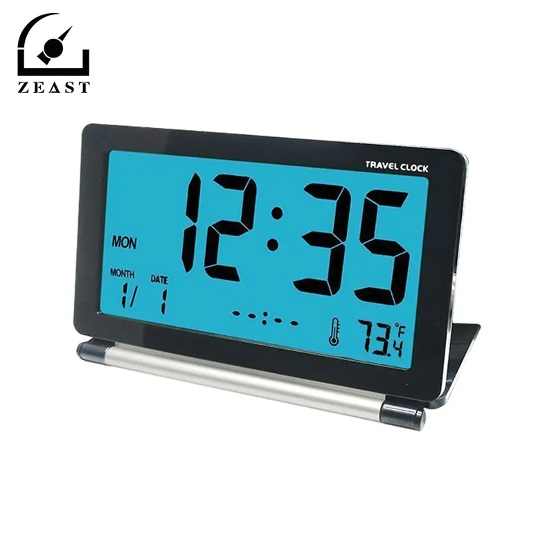 

Mini Digital LCD Weather Station Travel Alarm Clock Folding Desk Temperature Simple Electronic Alarm With Backlight