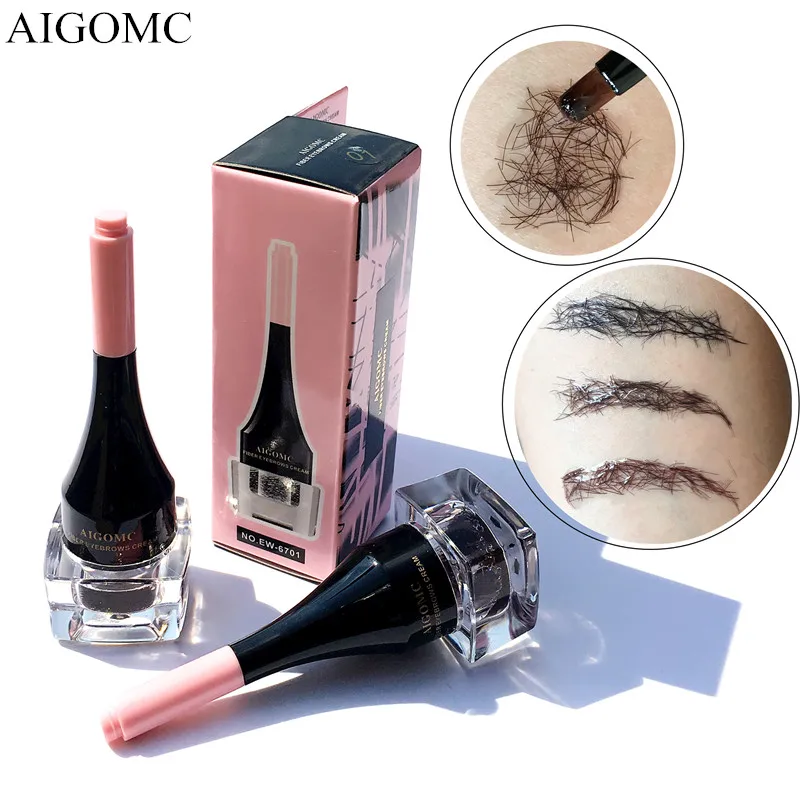 

1PC Waterproof Natural 3D Eyebrow Extensions Gel coffee Black Fiber Eye Brow Enhancers Tattoo + Brush Makeup Cosmetics Tools