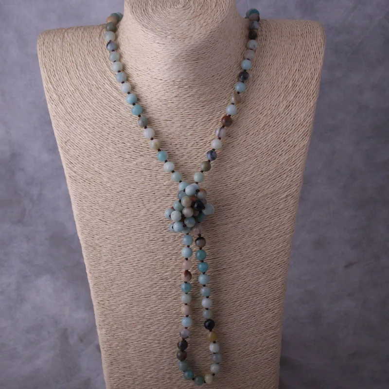 Artisan Jewelry Fashion long knotted Halsband ite Stones Fashion Necklace