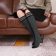 Женские хлопковые чулки, трикотажные носки длиной до середины икры, подходят для девочек-подростков, одежда для активного отдыха, обтягивающие спортивные носки в полоску