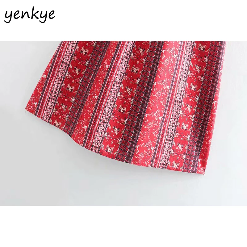 Sexy Spaghetti Straps Ethnic Print Women Dress Lady Backless Sleeveless Smocked Square Neck A-line Long Maxi Dress Summer Dress