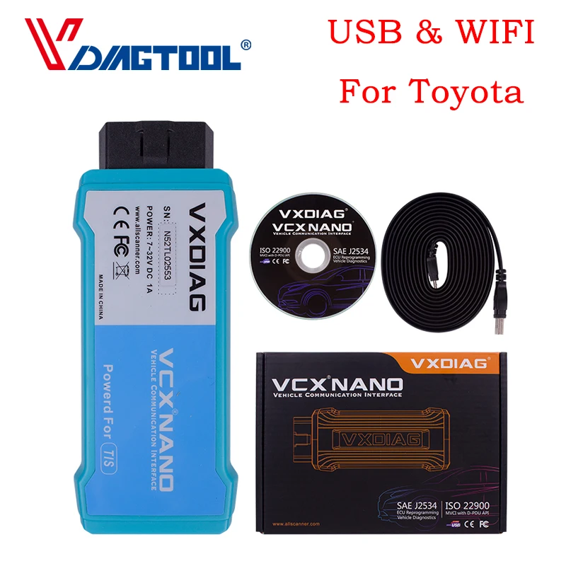 

Original VXDIAG VCX NANO for TOYOTA TIS Techstream V12.00.127 Compatible with SAE J2534 WiFi /USB Version VXDIAG For volvo
