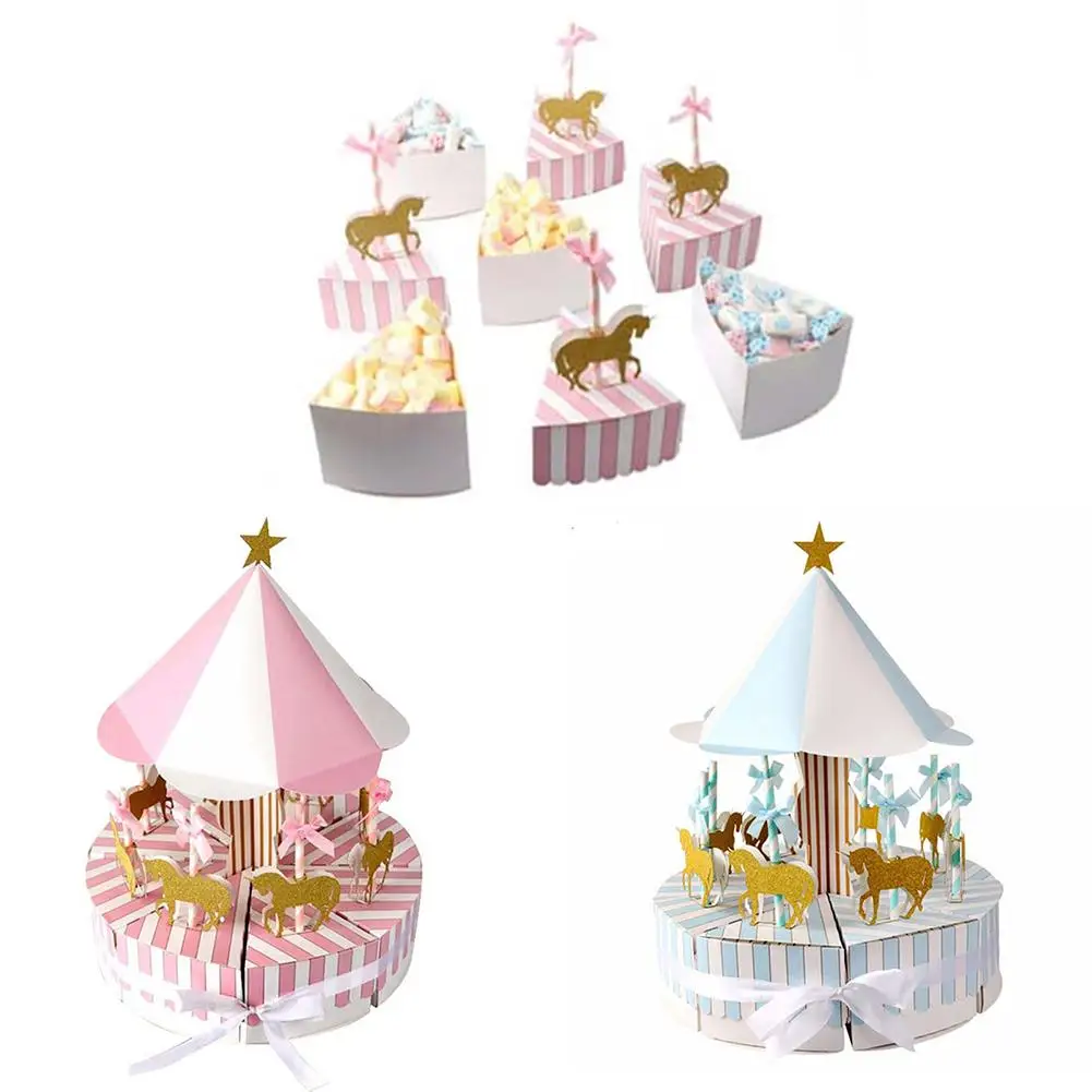 

Ribbon Carousel Candy Box Sweets Gift Wedding Party Baby Shower Paper Container