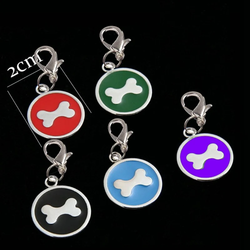 Pet Dog Collar Hanging Ornament Engraved Information Tag for Name Preventing Losing Design with Lovely Bone footprint Shape