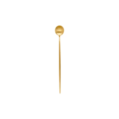 Корейский Нержавеющая сталь Золотой Сервировочный набор ложек Высокое качество длинной ручкой льда для перемешивания ложки, столовая посуда набор большая ложка для кофе - Цвет: 2pcs