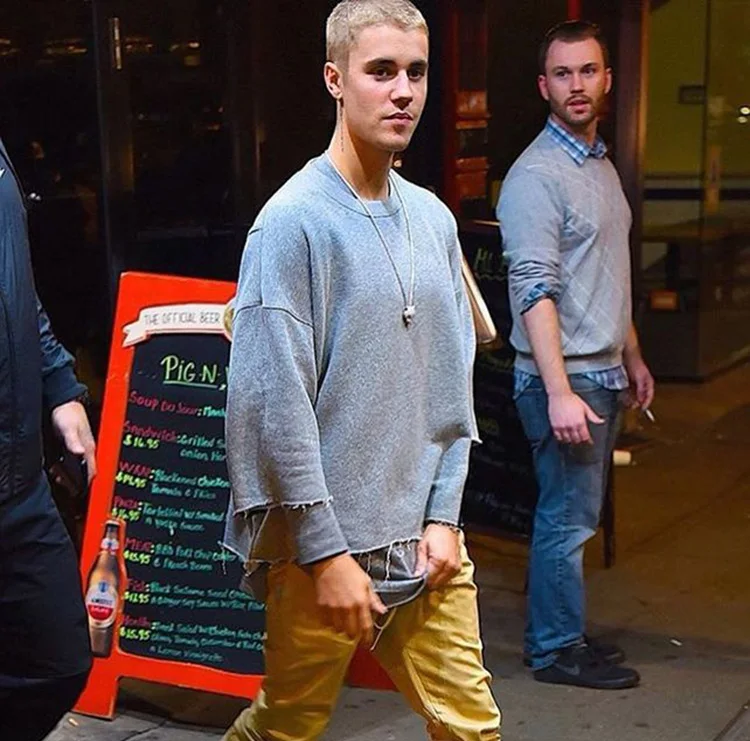 Kanye Justin Bieber Man Solid Color Sweatshirts Oversize Three Quarter Sleeve Hoodies Both Sides Can Wear Fashion Men Clothing