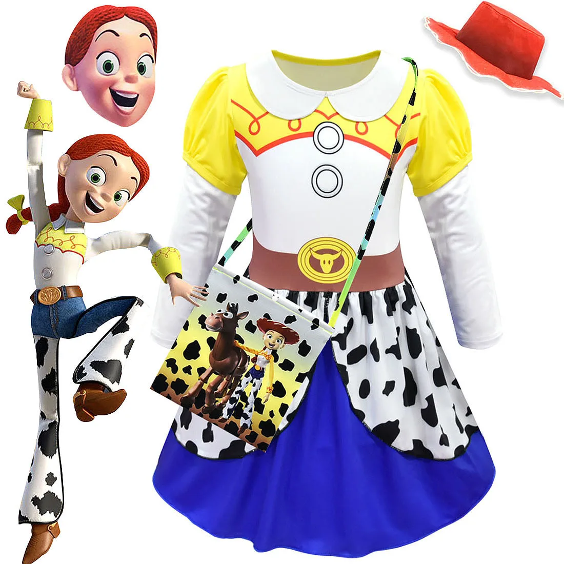 

Movie Toy Story 4 Jessie dress Cosplay Costume Toy Story Uniform suit Cosplay Halloween Costumes Kids Girl Dance party dress