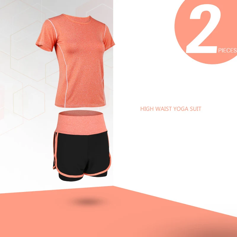 2 Piece Orange Стоящий женский спортивный костюм для йоги, набор спортивной одежды для спортзала, фитнеса, костюм для бега, бега, тренировок, тренировочная одежда, комбинезон - Цвет: 2 Piece Orange