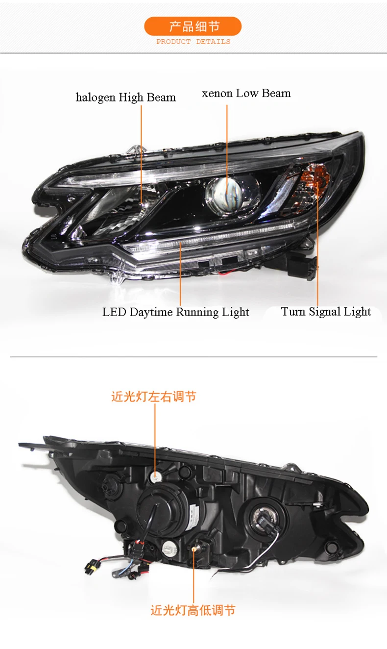 KOWELL автомобильный Стайлинг для Honda headlights CRV фары Головной фонарь светодиодный DRL передний свет Биксеноновые линзы ксеноновые HID