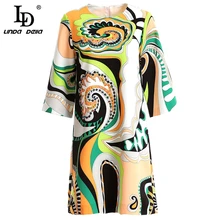 LD LINDA Делла, новинка, весна-лето, модное винтажное платье, женское, расшитое бисером, блестками, с геометрическим принтом, элегантное, для отпуска, мини-платья