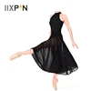 Vestido de bailarina para niños, sin mangas, de malla con cuello tipo T para niñas, vestido de ballet con malla, Maxi falda, trajes de baile lírico ► Foto 1/6