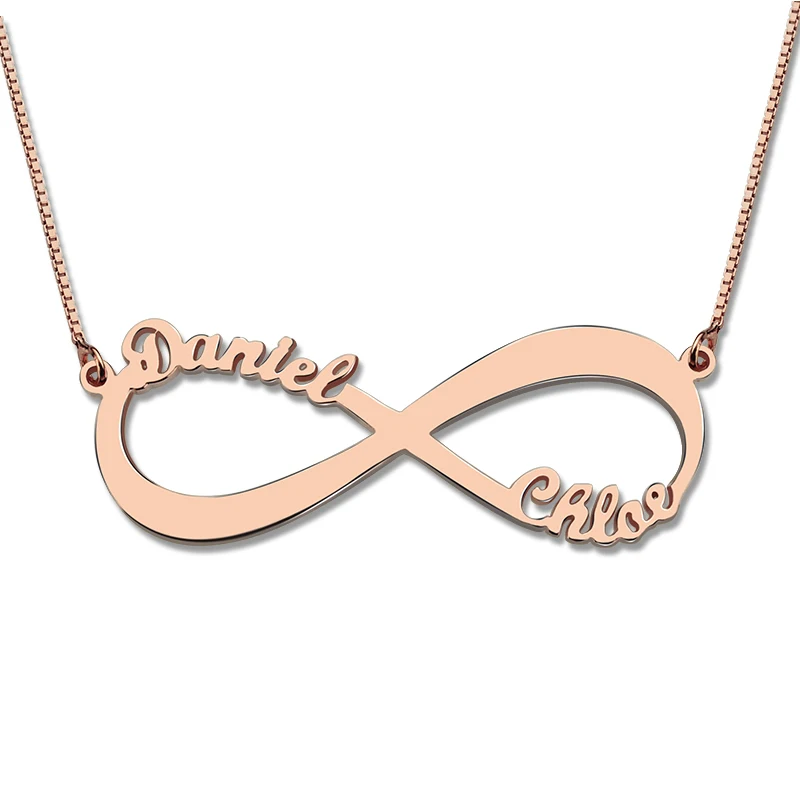 

AILIN Rose Gold Color Infinity Necklace Personalized Two Name Necklace Infinity Name Necklace Love Has No End Love Jewelry