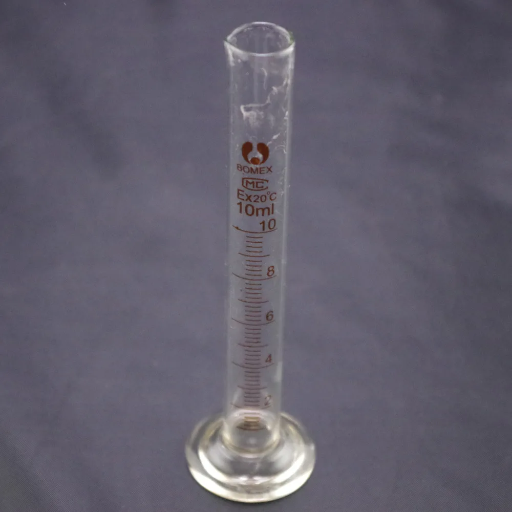 10 мл Градуированный Цилиндр измерительного лабораторного стекла каждая ставка для 1 шт