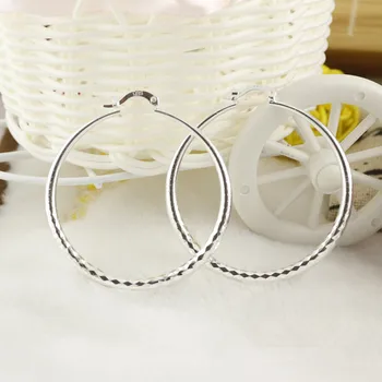 

925 sterling silver Color Hoop earring for women large luxury design good quality vintage wedding jewelry Eh003