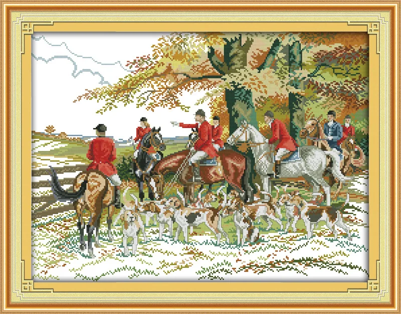 

Noble Hunting Printed Canvas DMC Counted Chinese Cross Stitch Kits printed Cross-stitch set Embroidery Needlework