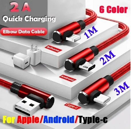 USB кабель для синхронизации данных кабель для быстрой зарядки 90 градусов под прямым углом для Iphone X 8 7s 7Plus 6 6s 5 5S 4 samsung Andorid type C Phone