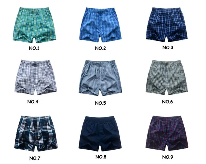 Boxers Short men breathable underwear High quality plaid Mens under pant Cotton mens bodysuit European Russian size 3XL B01