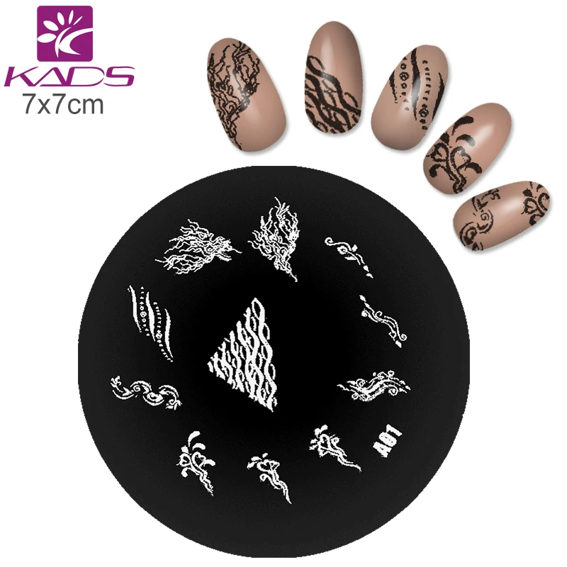 KADS Nail Stamp A01 Series Round Medium Size Stamping Plates Art Manicure Templates Tools | Красота и здоровье