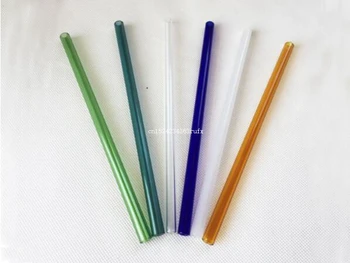 

100pcs Colorful Clear Glass Straws Smoothie Wedding Birthday Party Drinking Straw For Milkshake Drinks Reusable Thick Straws