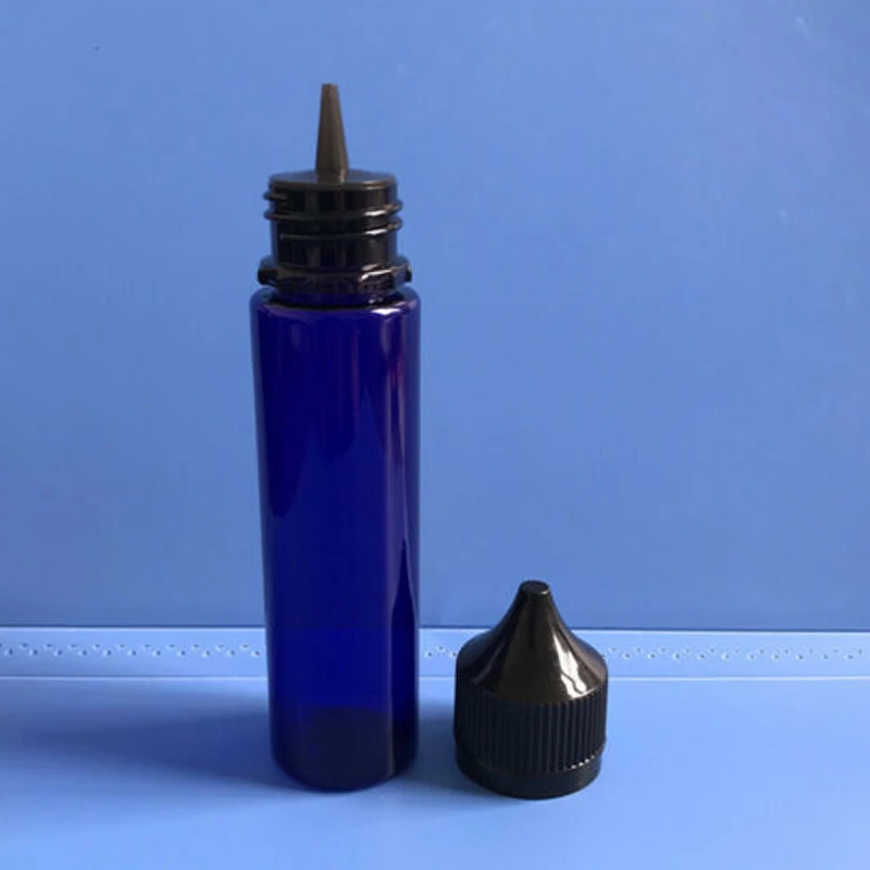 

10pcs 60ml Plastic PET Blue Dropper Bottles Liquid E Juice Eye Squeezable Bottle Pointed Tip pilfer-proof cap Vape Oil Container