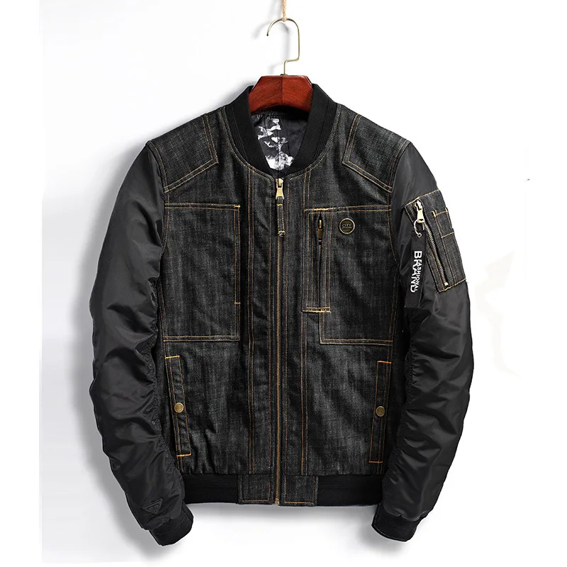 Для мужчин Повседневное Стиль Стенд воротник Куртки джинсовая куртка для Для мужчин S 100 - Цвет: BLACK