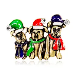 Оптовая продажа 3 Собаки красивый горный хрусталь рождество эмаль друг брошь «Собака» для вечерние платье в подарок украшения