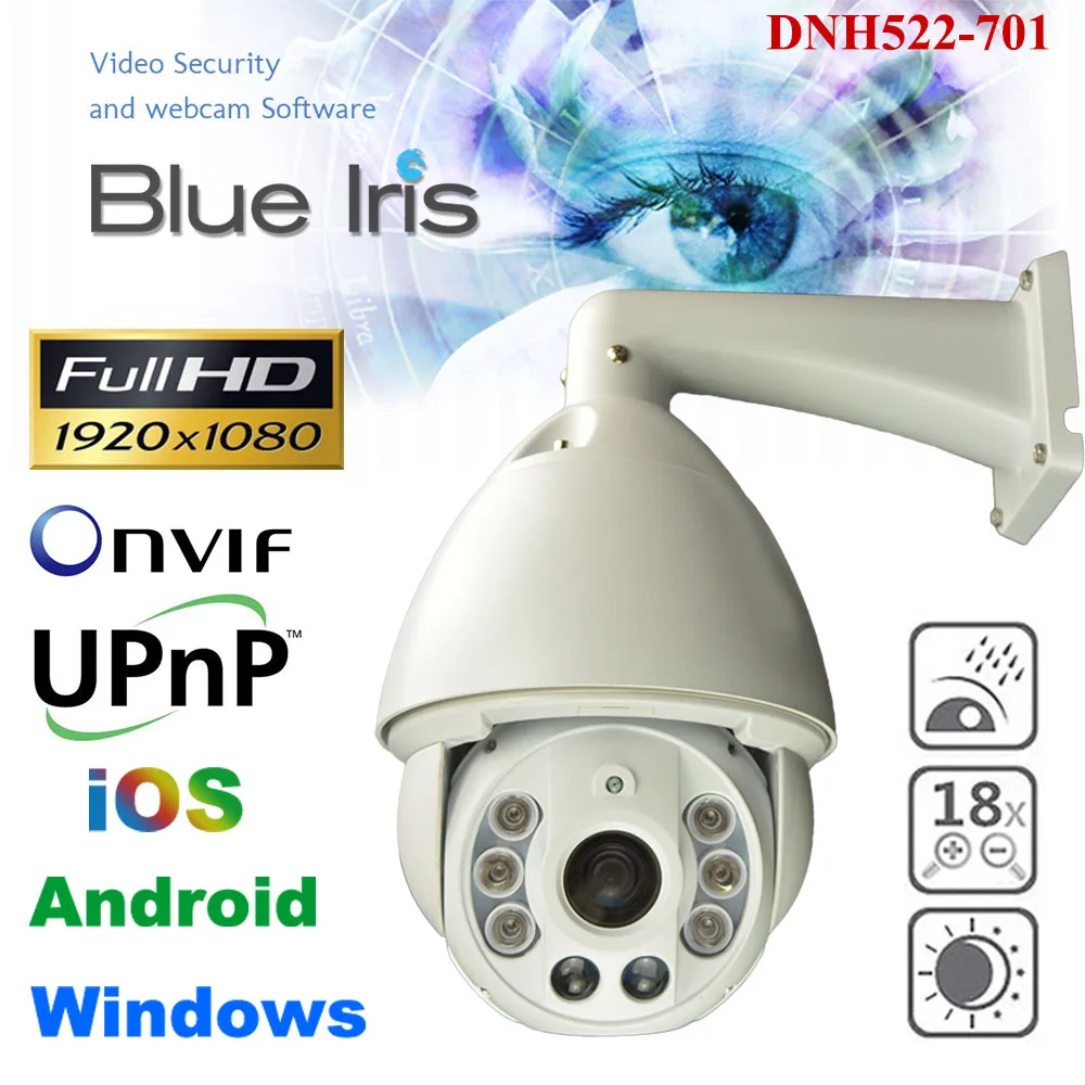 

1080P HD CCTV Security IP Camera Outdoor Waterproof High Speed Pan Tilt Zoom Control Auto Focus IR Night Vision 150M DNH522-701
