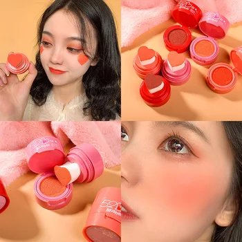 

Xixi face makeup seal blush powder 12g heart shape waterproof long lasting orange pink air cushion blusher palette AC074