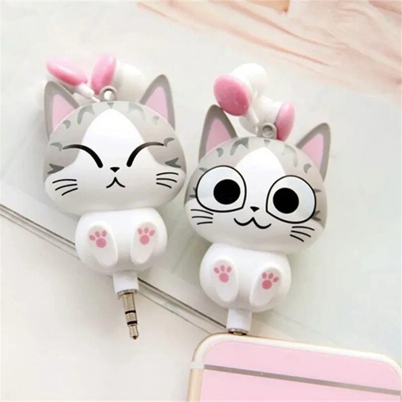 New Cute In-ear Earphones Cartoon Panda Cheese Cat Earplugs Retractable Automatic Headset for Iphone Android Kid Girls Gifts    (11)