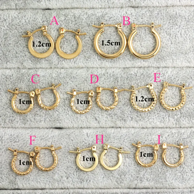 one bag 8 pairs Cheap Hoop Earrings Wholesale for Women Gold Color Earring Piercing Ear Large ...