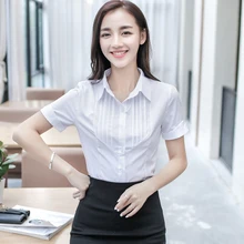 Women Blouses Women Tops Blusas Femininas Summer South Korea New Chiffon Shirt Sleeves Professional Ol Work Clothes School Girl