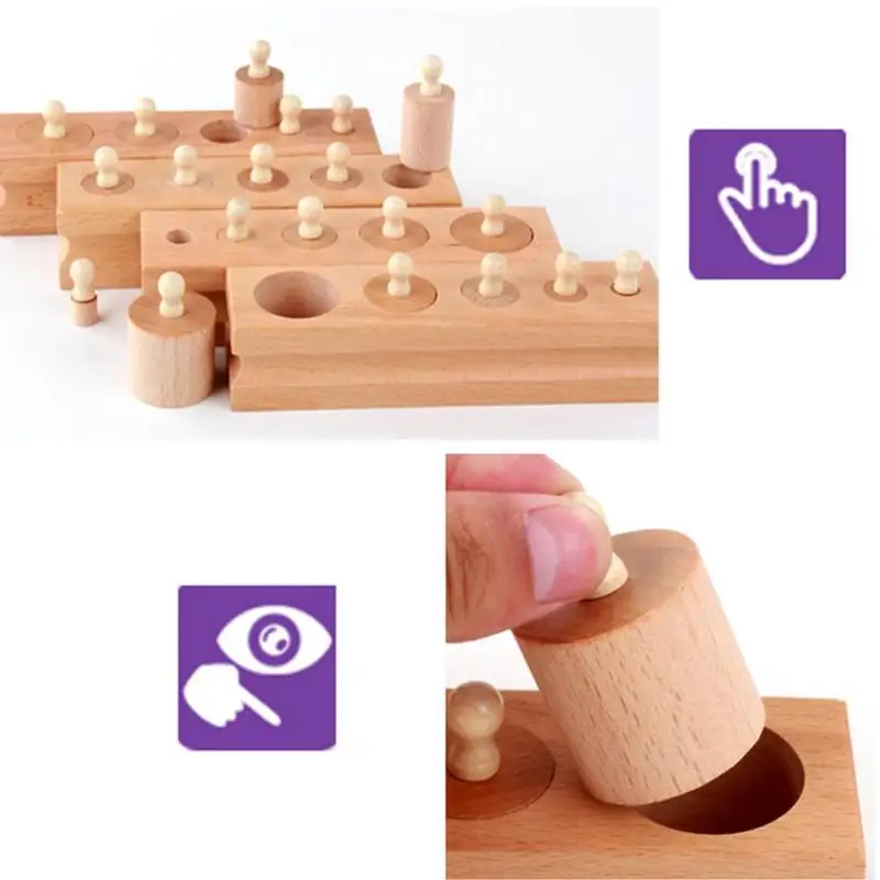  montessori educational wooden toys set for baby children Logoing Cylinder Socket Blocks Toy Baby De