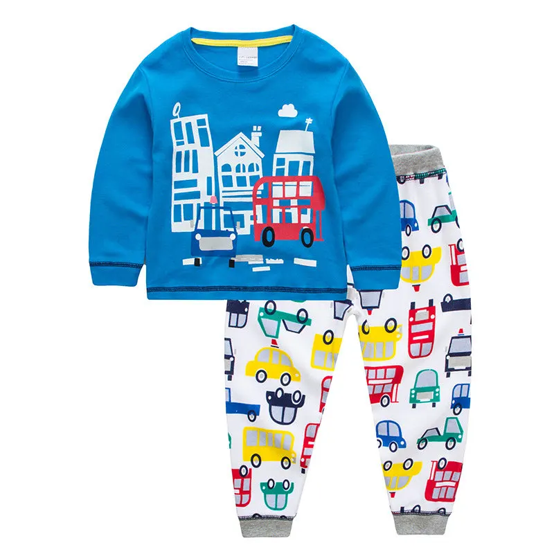 

PT3, 1set, Children boys pajamas, long sleeve cartoon sleepwear clothing sets, 100% cotton, cars