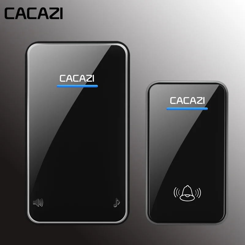 CACAZI Wireless Doorbell Waterproof LED AC 100-240V EU/US/UK plug Door Bell 300M Remote 48 Rings 6 Volume Battery Home Calling