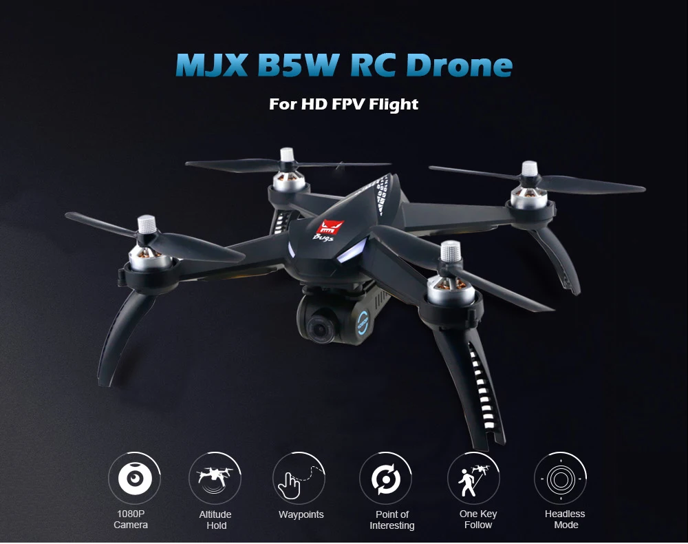 Профессиональный Дрон для камеры MJX B5W 5W Радиоуправляемый Дрон 5G WiFi FPV 1080P камера/Waypoints/Point Of Interest/Altitude Hold/один ключ