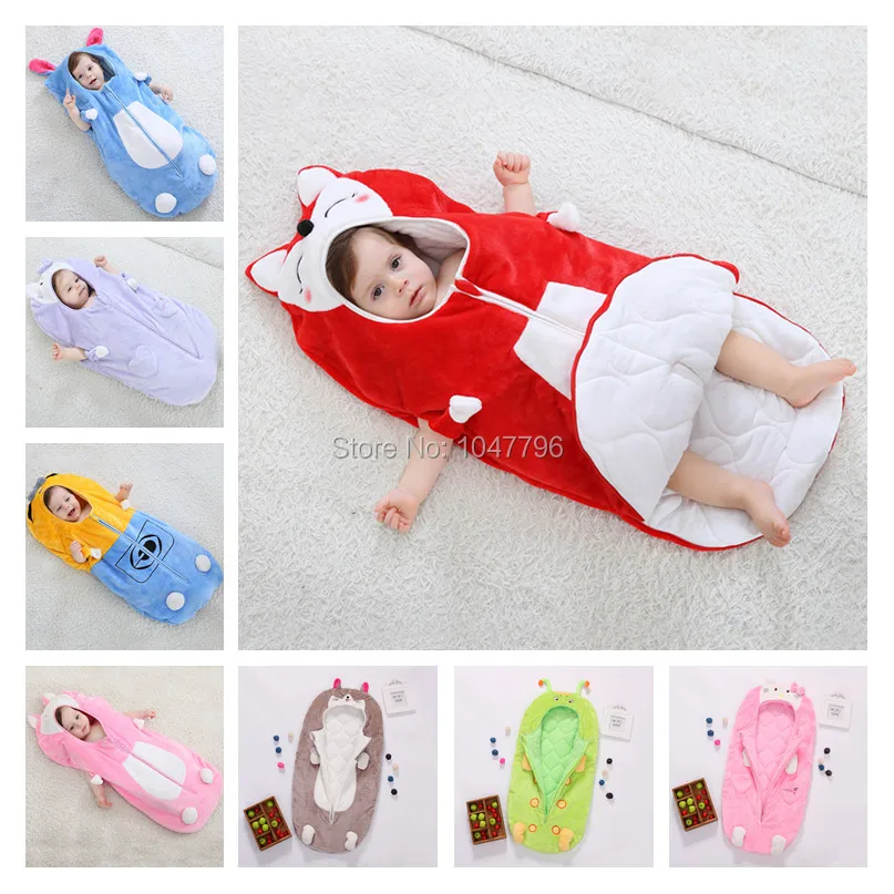 

Cartoon Newborn Sleeping Bag Winter Warm Baby Sleeping Bag Sleep Sacks Infant Flannel Stroller Bed Swaddle Blanket Wrap Bedding