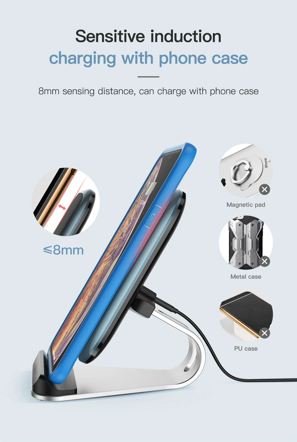 Kuulaa Qi-carregador sem Fio de 15w Doca de Carregamento Rápido para Iphone 12 11 Pro Max Xiaomi mi 11 x Carregadores sem Fio 10 Telefonia e Comunicação