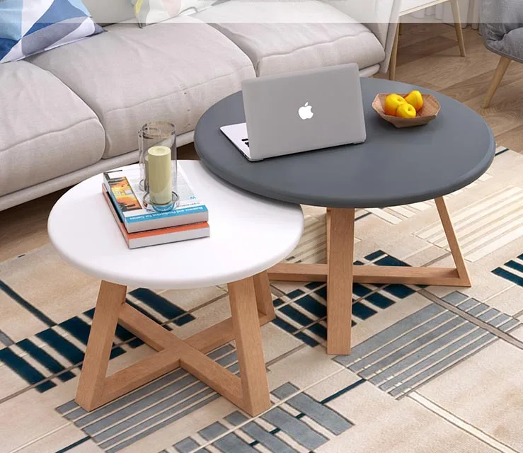 Solid Wood round Nordic Style Home Wooden Coffee/Tea Table creative small apartment simple living room Furniture combination