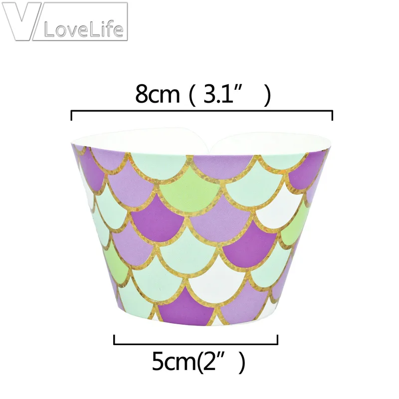 12 шт. дешевая Русалка обертка для кексов сверкающая маленькая под морем джунгли вечерние для украшения детского душа ребенок день рождения поставки