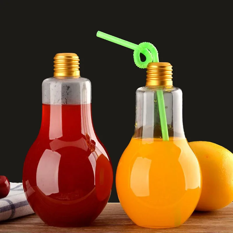 

10 Pcs Bulb Water Bottle Fashion Cute Milk Juice Light Bulbs Leak-proof light lamp Creative Juice Tea Drink Holder Container