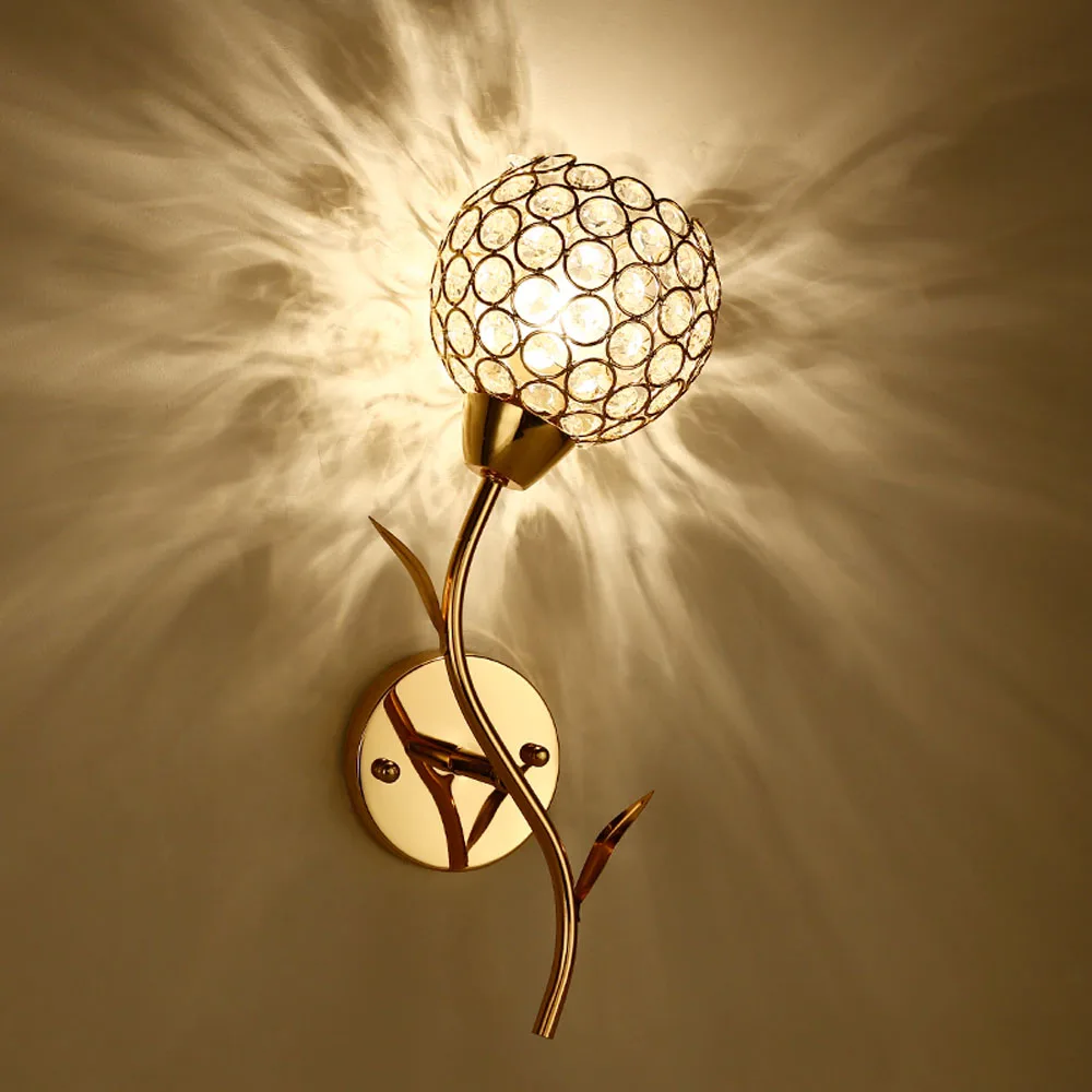 

LED Crystal Wall Lamps 110v-220v E27 Double Single Head Without Bulb Bedroom Wall Lighting Contemporary Bathroom Wall Light