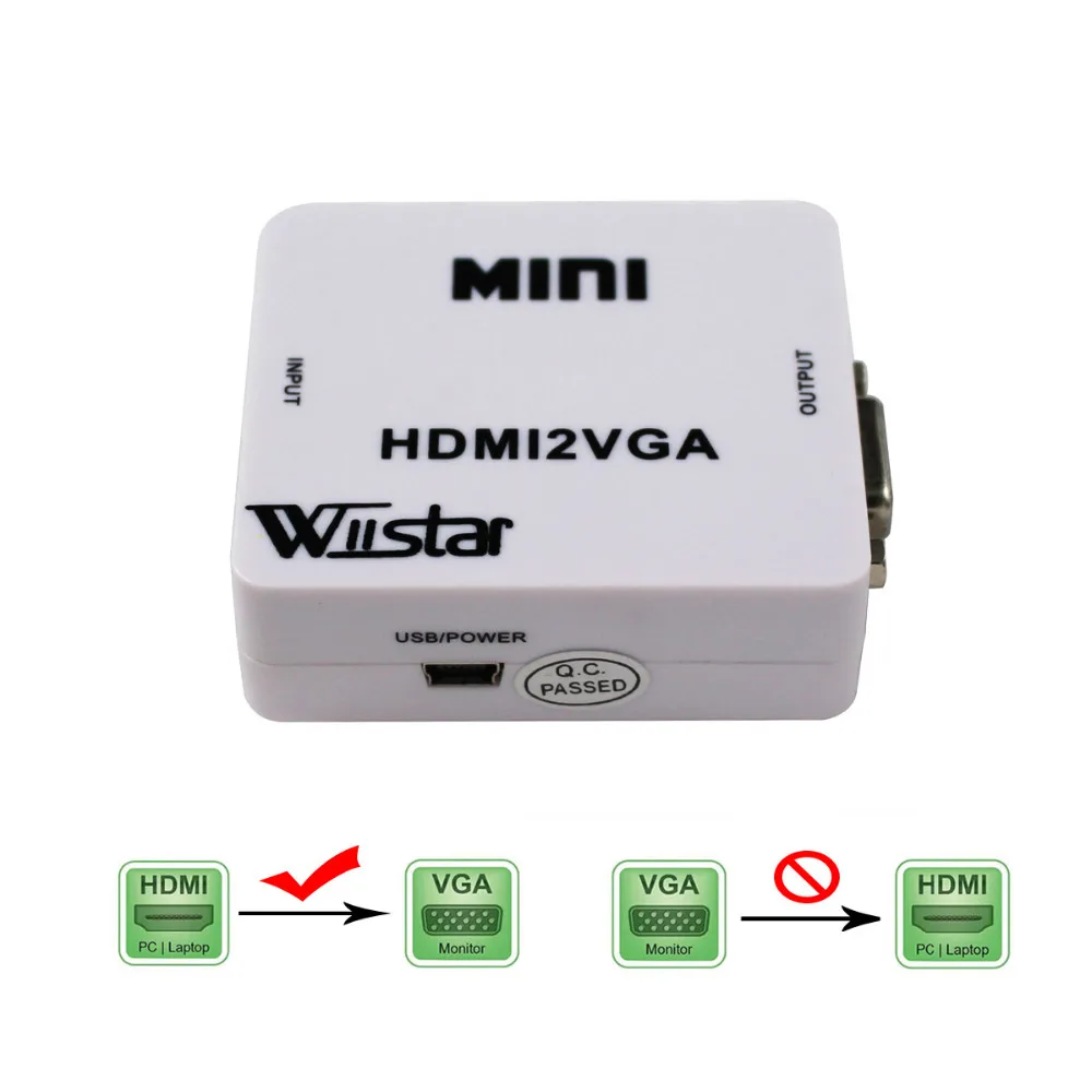 

Mini HDMI to VGA Converter With Audio HDMI2VGA 1080P Adapter Connector For PC Laptop to HDTV Projector with HDMI2VGA Converter
